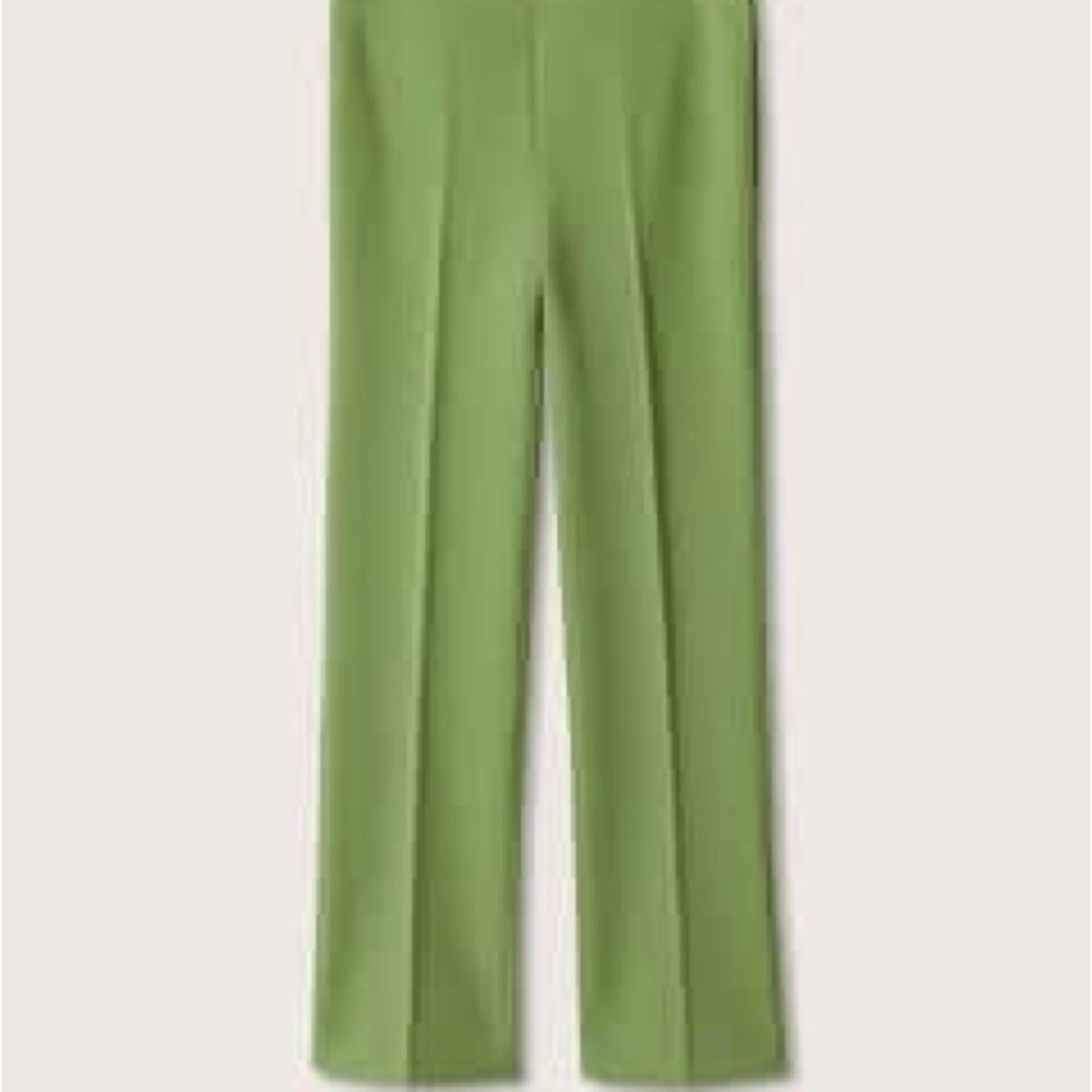 Mango Green Wide Leg Pants High-Waisted Flow